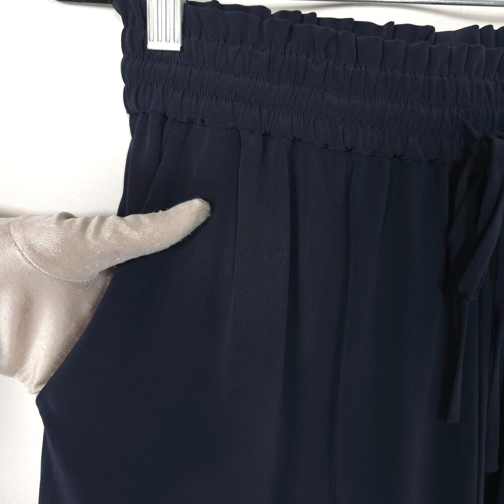 CO COLLECTION Women's Pants SMALL Wide Leg Navy Elastic Waist FABRIC JAPANESE - Picture 9 of 11